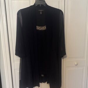 R&M Richards Black Pantsuit with Embellished Top
